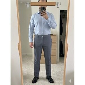 Mizzen+Main Performance Chino Pants Mens‎ 36 Grey Blue Stretch Flat Front Dress